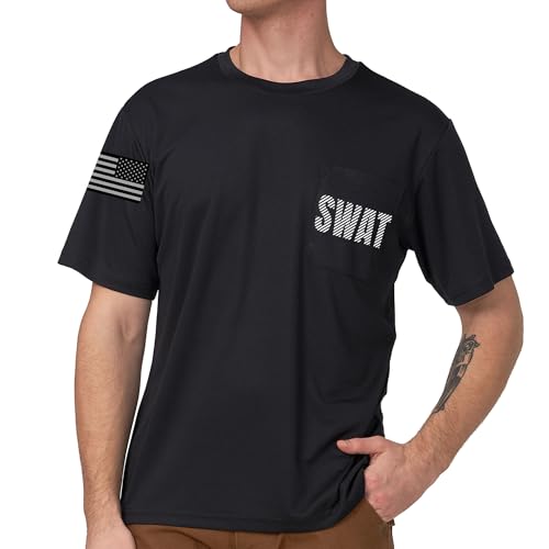 A-SAFETY Mens Black SWAT Design Long Sleeve Crew Neck Shirt (L Workwear)