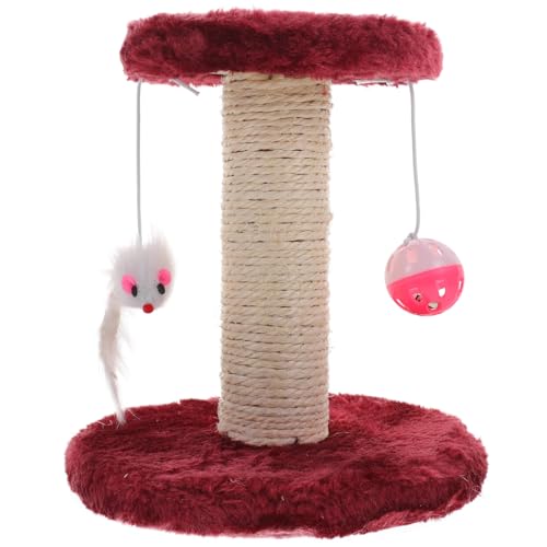 Rascador para Gatos Doble Capa con Bola y Tablero de Sisal Rojo miniatura 1