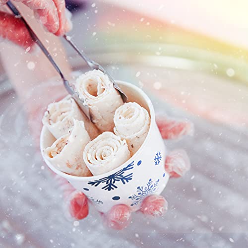 Image of Boao 100 Set 5 oz Ice Cream Cups with Spoons Disposable Paper Sundae Dessert Bowls Summer Party Supplies (Snowflake Style)
