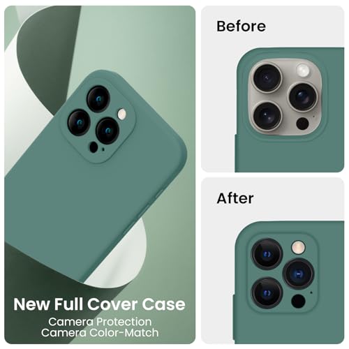 Image of FireNova Designed for iPhone 16 Pro Max Case, Silicone Upgraded [Camera Protection] Phone Case, Soft Anti-Scratch Microfiber Lining Inside, 2024, Midnight Green