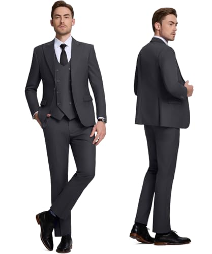 Mens Suit Slim Fit 3 Piece Double Breasted Vest Suit Blazer Vest and Pants2