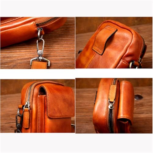 Men Vintage Crossbody Bag, PU Leather Satchel Pouch, Small Messenger Bags, Waterproof Casual, for Travel Work Business4