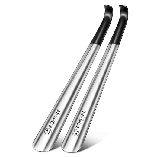 ZOMAKE Long Handled Shoe Horn Stainless Steel Shoehorn for Boots 2 Pack
