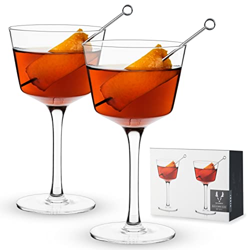 Viski Nick and Nora Glasses, Stemmed Drinkware, Premium Crystal Cocktail Glasses, Cocktail Coupe...