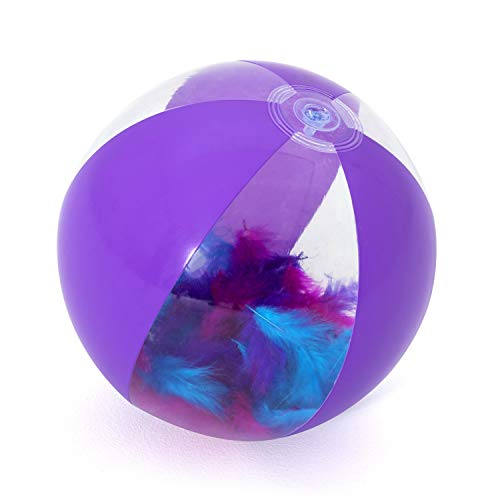 Bestway 31051 - Pelota De Playa Hinchable Con Plumas En El Interior 41 Cm Morada Y Transparente Para Playa Y Piscina Con Válvula De Rápido Inflado Y Desinflado
