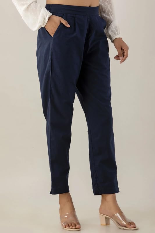Image of Regular Fit Cotton Woman Trousers Pants Kurti Pant Casual Daily Formal Office Use