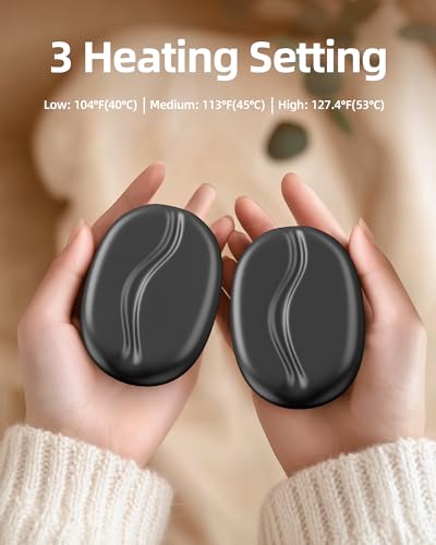 Rechargeable Hand Warmers, Electric Hand Warmers 5200mAh (2-Pack), 3 Heat Settings, Up to 18 Hours of Use, Ideal for Raynaud's Patients