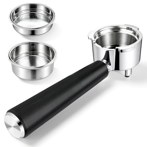 51mm Portafilter Set for only De’Longhi EM450M Classic Espresso Machine, 3 Ears Portafilter with 2 Pressurized Stainless Steel Filter Baskets (1-Cup Filter and 2-Cups Filter)