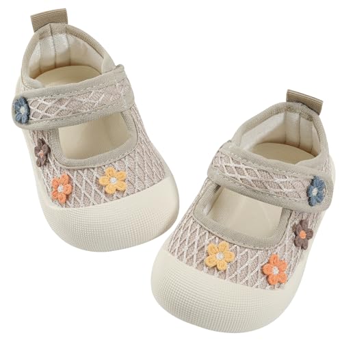 GEMYSE Baby Girls Shoes Non-Slip Infant First Walker Sneakers Khaki