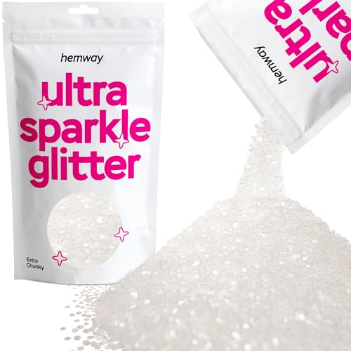 Hemway Ultra Sparkle Glitter White Iridescent 100g Extra Chunky