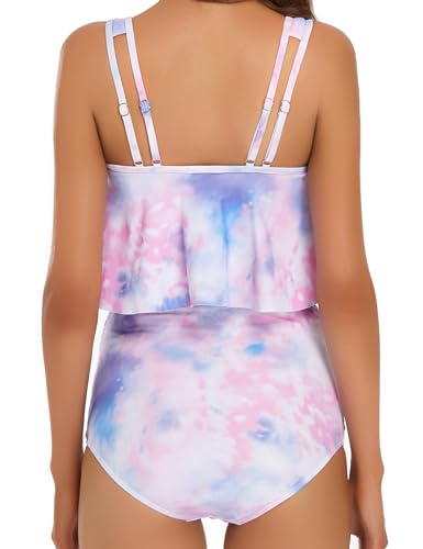 Image of Edelqual Tankini Swimsuits for Women High Waisted Bikini Sets Plus Size Two Piece Bathing Suits Tummy Control Swimwear