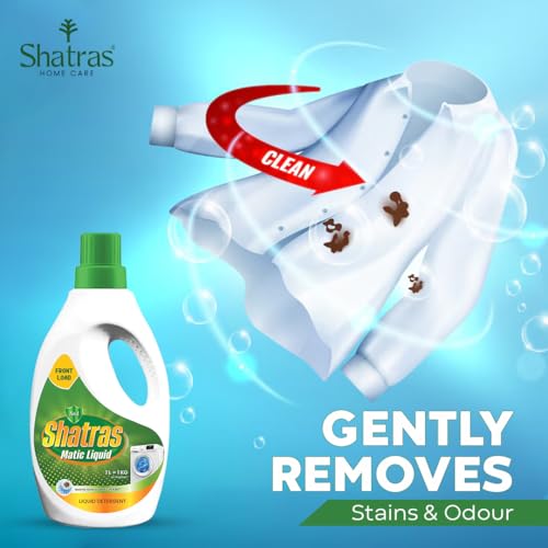 Image of SHATRAS Front Load Washing Machine Matic Liquid Detergent | Specially designed for Tough Stain Removal on Laundry in Washing Machines (Green 8)