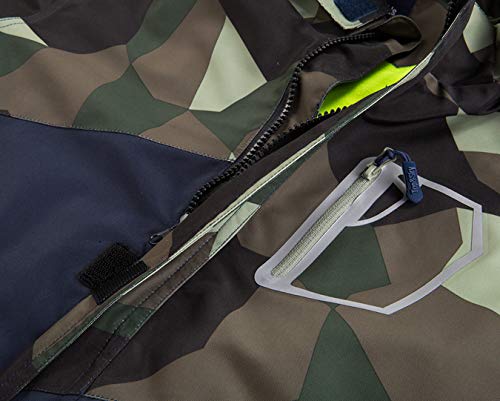 LAUSONS Kinder Gefütterte Regenjacke Jungen Camouflage Wasserdicht Jacke Leichte Übergangsjacke mit Abziehbar Kapuze Armeegrün DE: 128-134 (Herstellergröße 130)