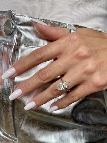 Marquise Cut Moissanite Engagement Ring Hidden Halo Filigree 6 Prong Setting 14K White Gold Diamond Bridal Jewelry Gift for Her4