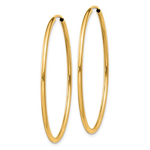 1.5mm Endless Hoop Earrings Polished in Real 14k Yellow Gold2