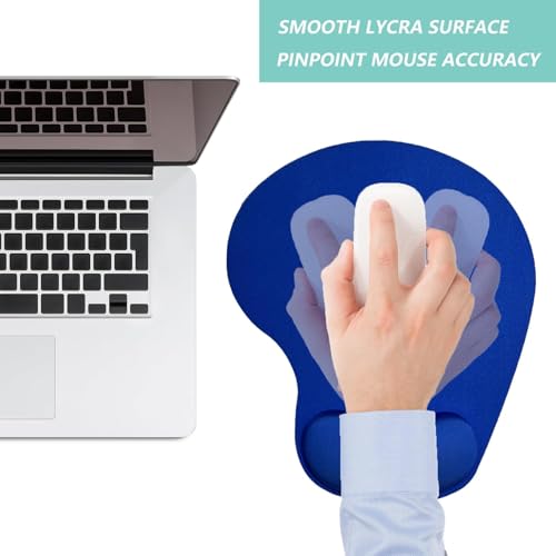 Image of Mouse Pad with Gel Wrist Rest Support, Ergonomic Mouse Cushion with Non Slip Rubber Base Mouse Pad for Laptop, Computer, Gaming, Office (Blue, Oval)