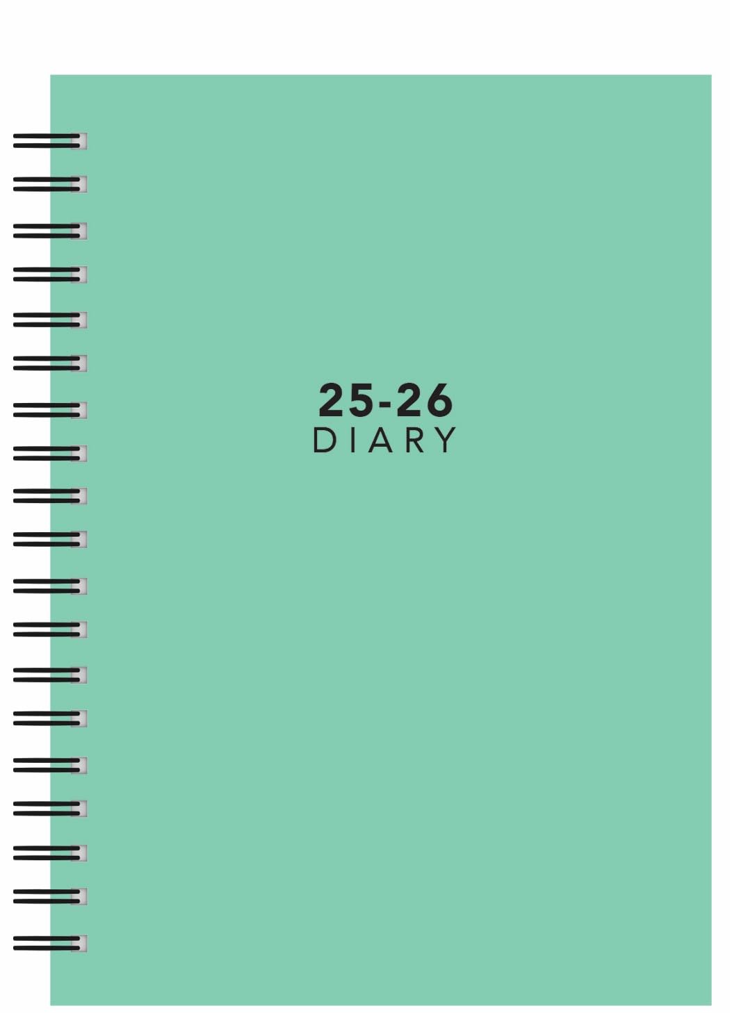 2026-2027 Academic Diary Planner, A5 Hardback, Week to View, Spiral Bound, Pastel Designs (Mint Green) - Image 2