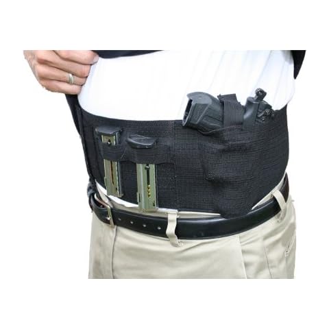 AlphaHolster Belly Band Gun Holster wtih Dual Magazine Pouch. Cross Draw - Right or Left Hand - Any Gun - Any Clothing (Beige, Large) Cover
