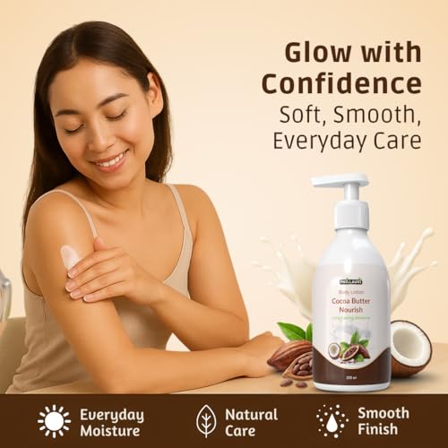 Image of Cocoa Body Lotion | Cocoa Nourish Body Lotion | Cocoaa & Shea Butter for Glowing & Soft Skin | Non Greasy & Healthy Looking Skin | For All Skin Types, 200ml (Pack of 2)