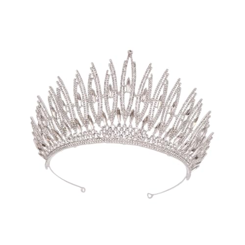 Tiare de mariée en matériau synthétique léger avec couronne argentée de fête pour femme