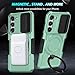 Yarxiawin Phone Case for Samsung S23 with Ring Stand Magnetic Black fits Wireless Charger, Camera Lens Protector Cover for Samsung Galaxy S23 Case Shockproof Anti-Slip (Green)