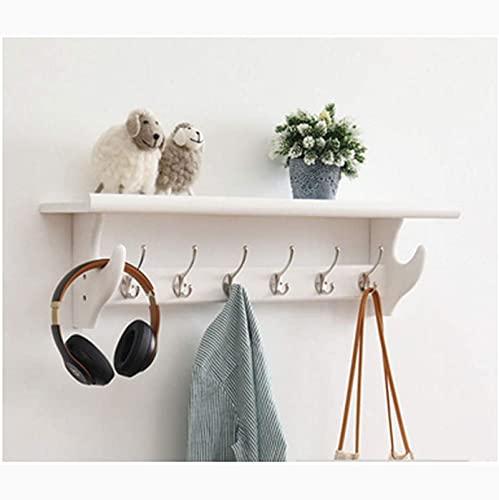Perchero de madera rústica con ganchos de metal vintage para montar en la pared, organizador de entrada