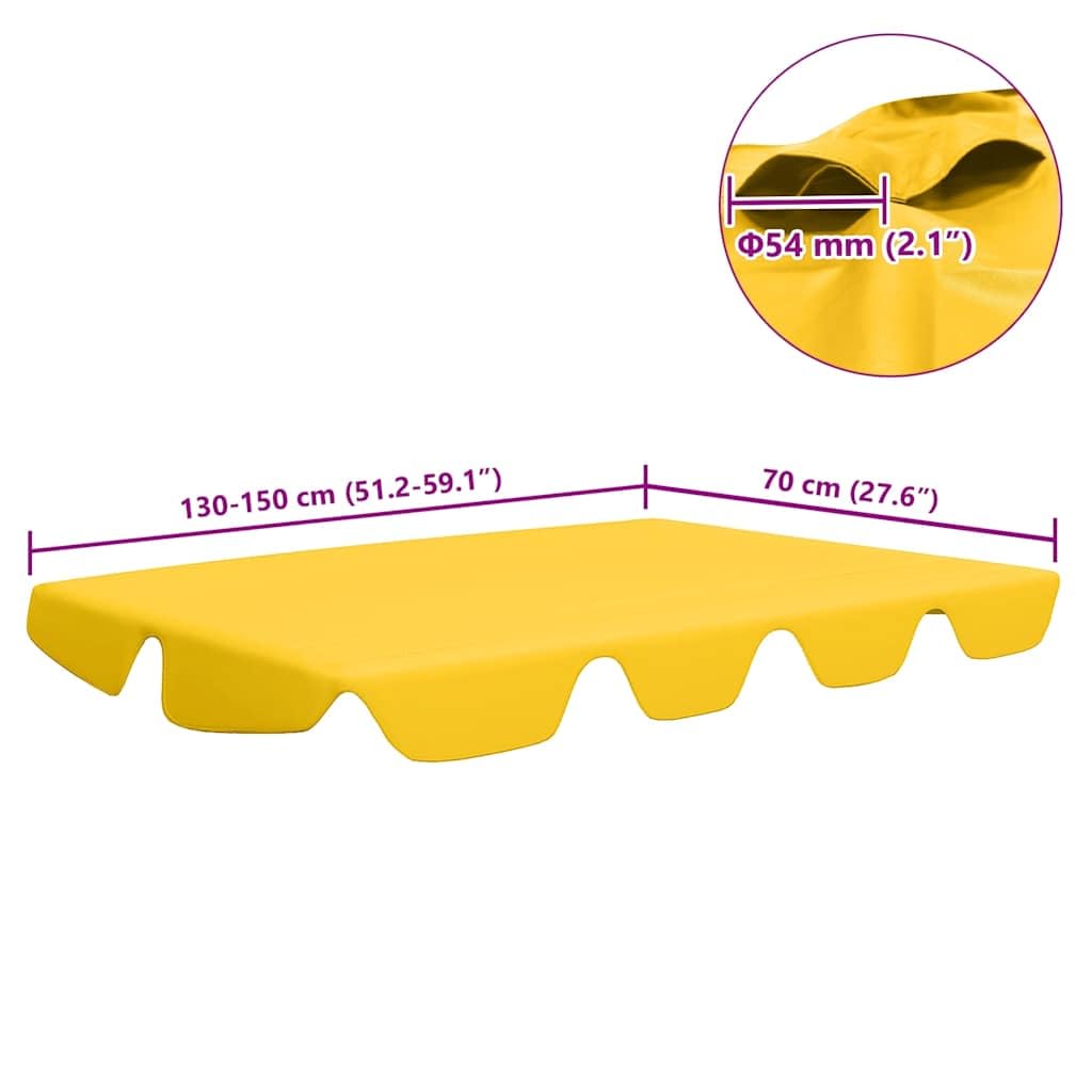 Toit de rechange pour balancelle - Jaune - 150/130 x 105/70 cm - Revêtement PVC imperméable - Légère - Protection solaire UV - Bâche résistante aux intempéries pour jardin, terrasse, balcon