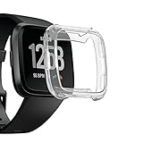 RuenTech for Fitbit Versa Case, TPU Protective Case Frame Shock Resistant Cover Protector Shell for Fitbit Versa Smart Watch (Transparent)