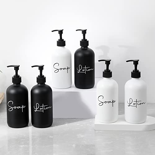 17 oz Hand Soap Dispenser Glass Liquid Dish Soap Bottles, Refillable Empty Lotion Pump Bottles for Bathroom Decor, Kitchen Sink, Matte Design, Pack of 2, Black