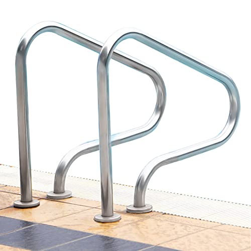 Baranda para piscina de acero inoxidable 304 curva 31.5" miniatura 1