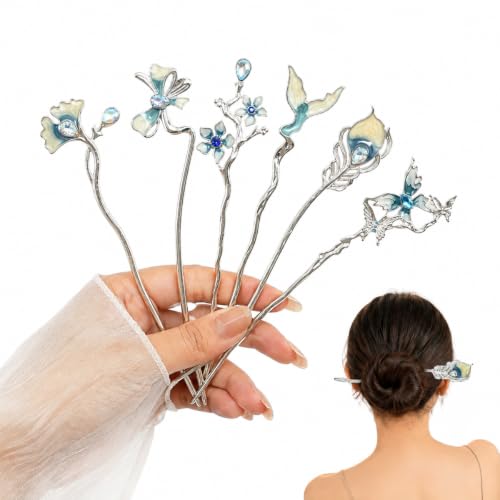 Image of MAYCREATE Chinese Hair Sticks Floral Tassel Hairpins Vintage Style