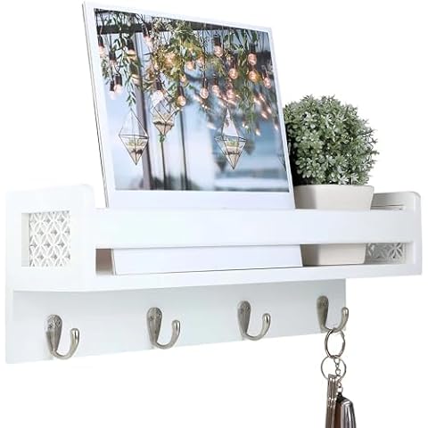 Satauko Wooden Floating Key Holder with Hooks Cover