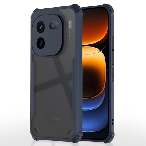 Image of Pikkme iQOO 12 5G Back Cover | Crystal Clear Transparent Back | Ultra Hyrbid | Full Camera Protection | Raised Edge | Bumper Back Case (Blue)