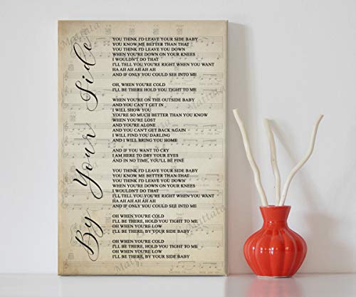 Mattata Decor Gift - by Your Side - Song Lyrics Sheet Music Portrait Canvas Wall Art Print (24" x 36" x 1.5")