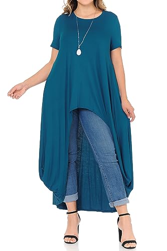 Pastel by Vivienne Women's High-Low Maxi Top in Plus Size 3X-Large Teal