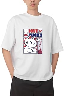 تي شيرت شبابي كبير الحجم بلون اسود وابيض وقطة كيتي كيتي كاواي لطيفة 1