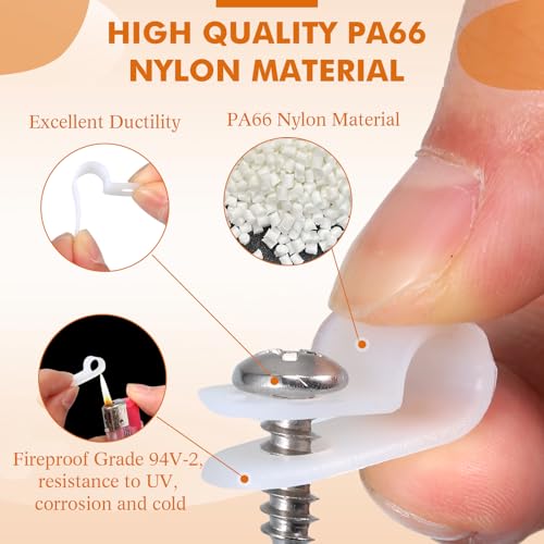 image for Hicarer 100 Pcs R-Type Cable Clips, 1/4