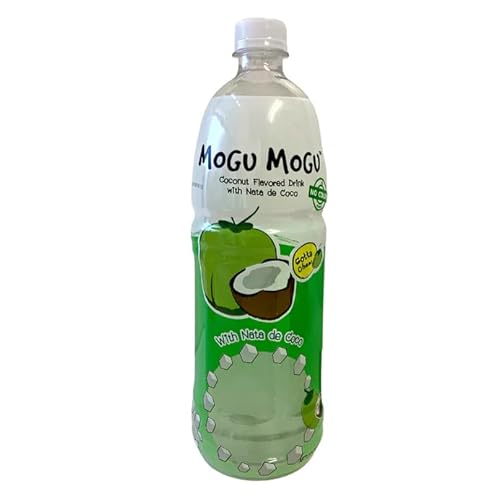 Mogu Mogu (1Ltr) Varied Flavored Drinks - Nata De Coco Juice - Jelly Texture - Fun Drinking During Hot Summers Or Take Them on Picnics & Trips - Refreshing Taste (Coconut, Pack of 1)