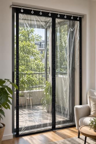 Image of CASA-NEST Magnetic PVC AC Curtain for Home & Office, 8 Feet Door Curtain Self-Closing, Dust, Insect & AC Cooling Protection,Transparent Heavy Duty Partition Curtain, PVC Thickness 0.30MM