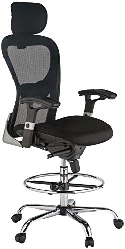 Harwick Deluxe Mesh Drafting Stool With Arms - Black #TOP4