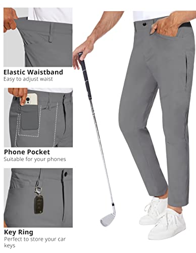 Puli Mens Casual Stretch Pants Lightweight Golf Flat Front Dress Business Dry Fit Summer Travel Pants Waterproof Grey 30 #TOP2