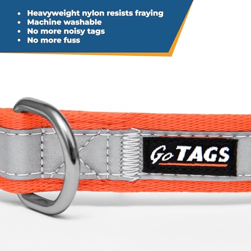Image of GoTags Reflective Personalized Dog Collar, Custom Embroidered Safety Collar | Pet Name and Phone Number for Boy and Girl Dogs, Small, Medium, and Large Adjustable Sizes (Large, Hunter Green)
