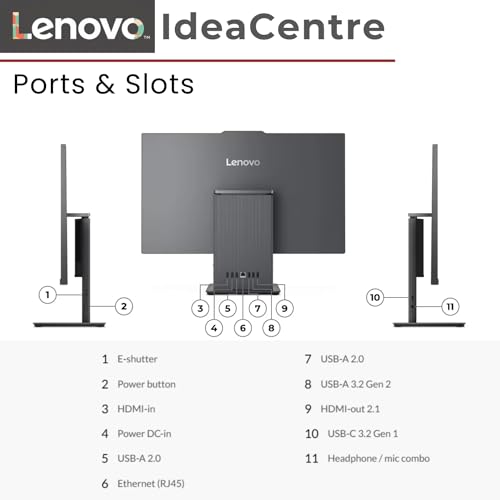 Image of Lenovo IdeaCentre I Gen 9 All-in-One, 27 inch FHD 100Hz Touchscreen, Intel Core i7-13620H, 16GB DDR5 RAM, 1TB PCIe SSD, Wireless KB & Mouse, HDMI, RJ-45, Wi-Fi 6, Webcam, Win 11 Home, Grey