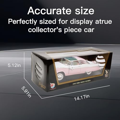 LUCKY DIE CAST 1955 Ford Crown Victoria 1:18 Diecast Model Car - Basket Handle Classic with Opening Doors, Steering Linkage | Premium Gift Box, Man Cave Decor | Ages 14+,Pink and White by LUCKY DIE CAST - Used condition - Image 7