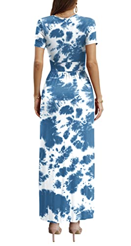 Image of CATHY Maxi Dresses for Women Short Sleeve V-Neck Casual Long Summer Wrap Dress with Pockets