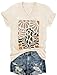 Women's T-Shirt Vintage Flower V Neck Shirt Boho Wildflower Graphic Tees Casual Loose Short Sleeve Tops(Apricot, X-Large)