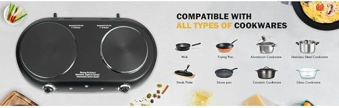 Estufa Eléctrica 2 Puestos 25 cm Corriente Doméstica 110V miniatura 7