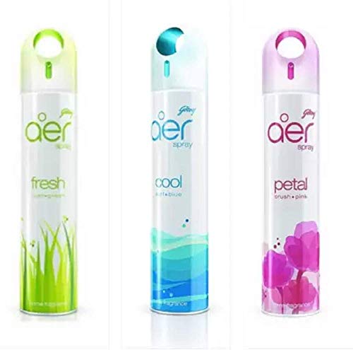 Image of Godrej Aer Fresh Lush Green, Cool Surf Blue & Petal Crush Pink Home Fragrance Spray (Pack of 3 x 240 ml)