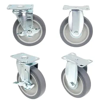 DGQ 5" Caster wheels Heavy Duty Premium Commercial Grade Non-Marking Set of 4 (2 Rigid, 2 Swivel with Brakes)