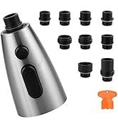 WOWOW Kitchen Faucet Head Replacement Brushed Nickel, 3 Function Pull Out Spray Nozzle with 9 Ada...